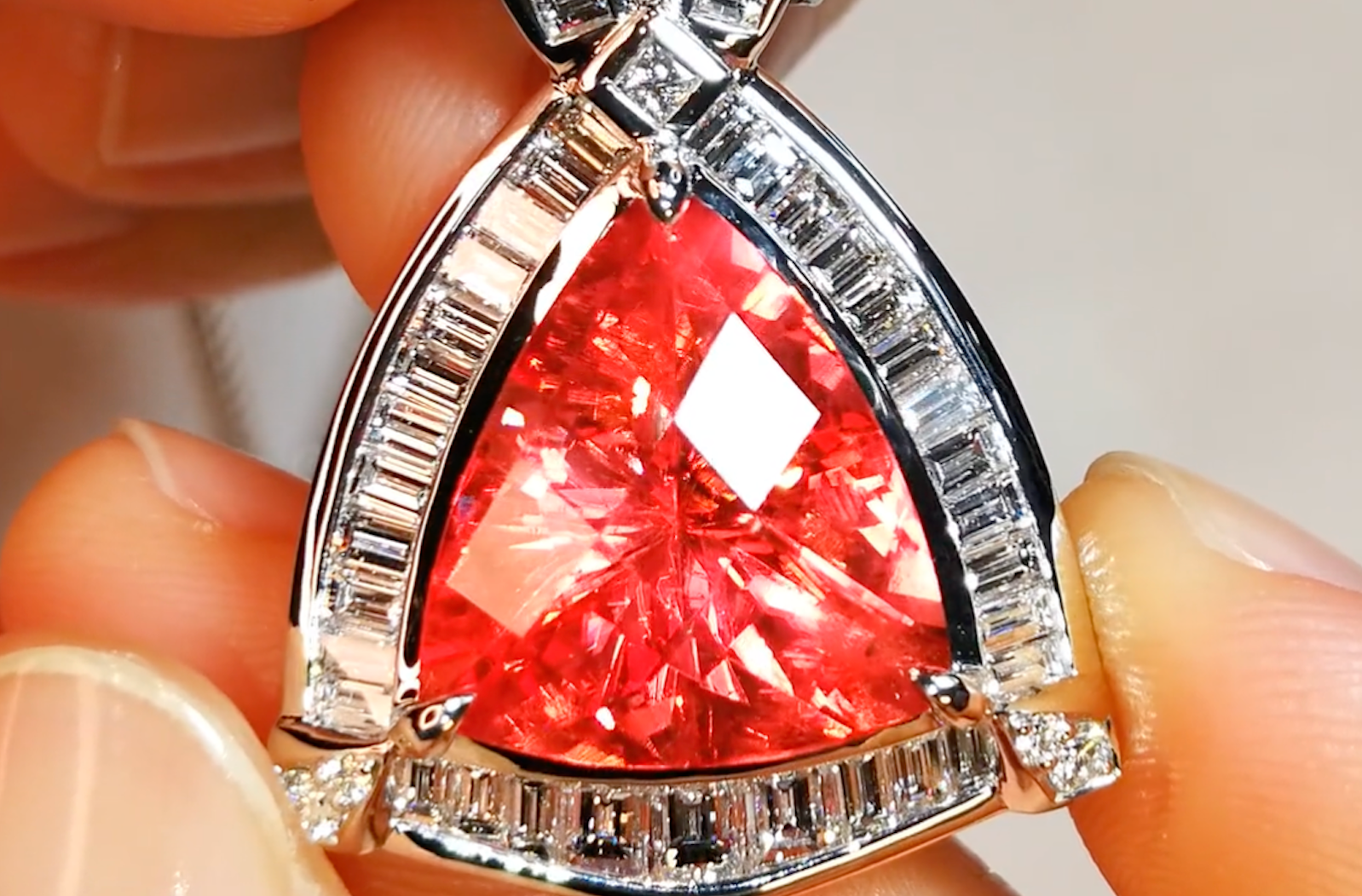 11.92ct Sweet Home Colorado Rhodochrosite Necklace with D Flawless Diamonds set in 18K White Gold