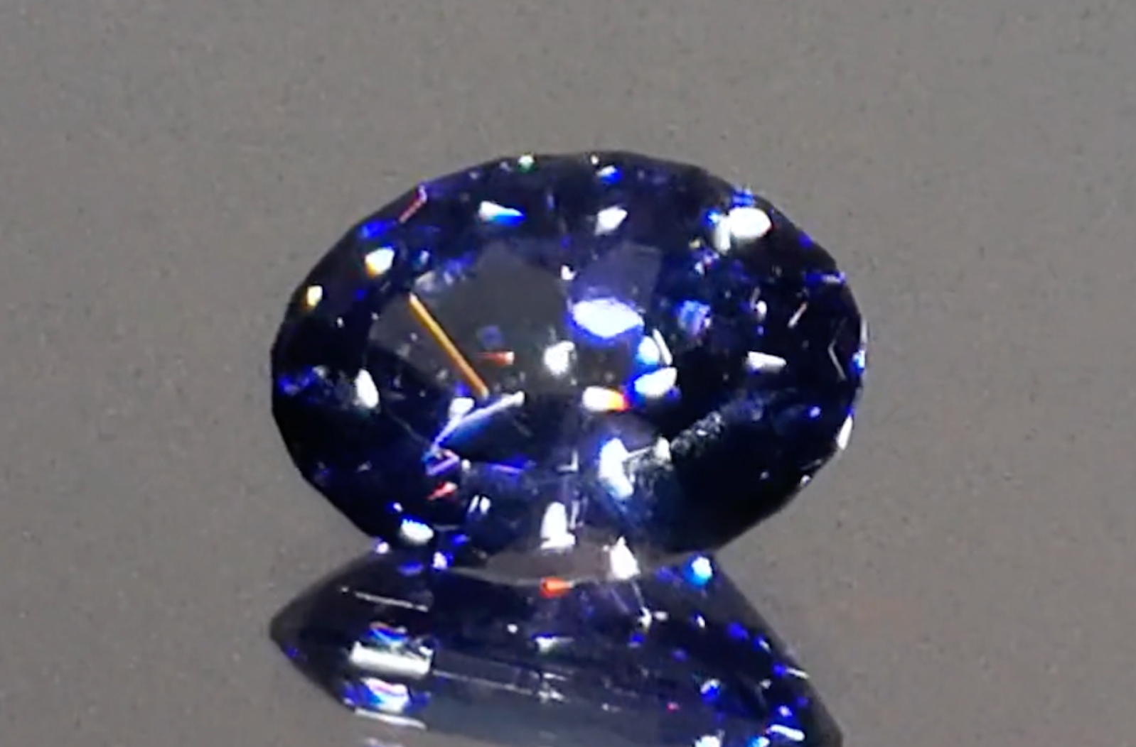 2.24ct California Benitoite Ring with D Flawless Diamonds set in 18K White Gold