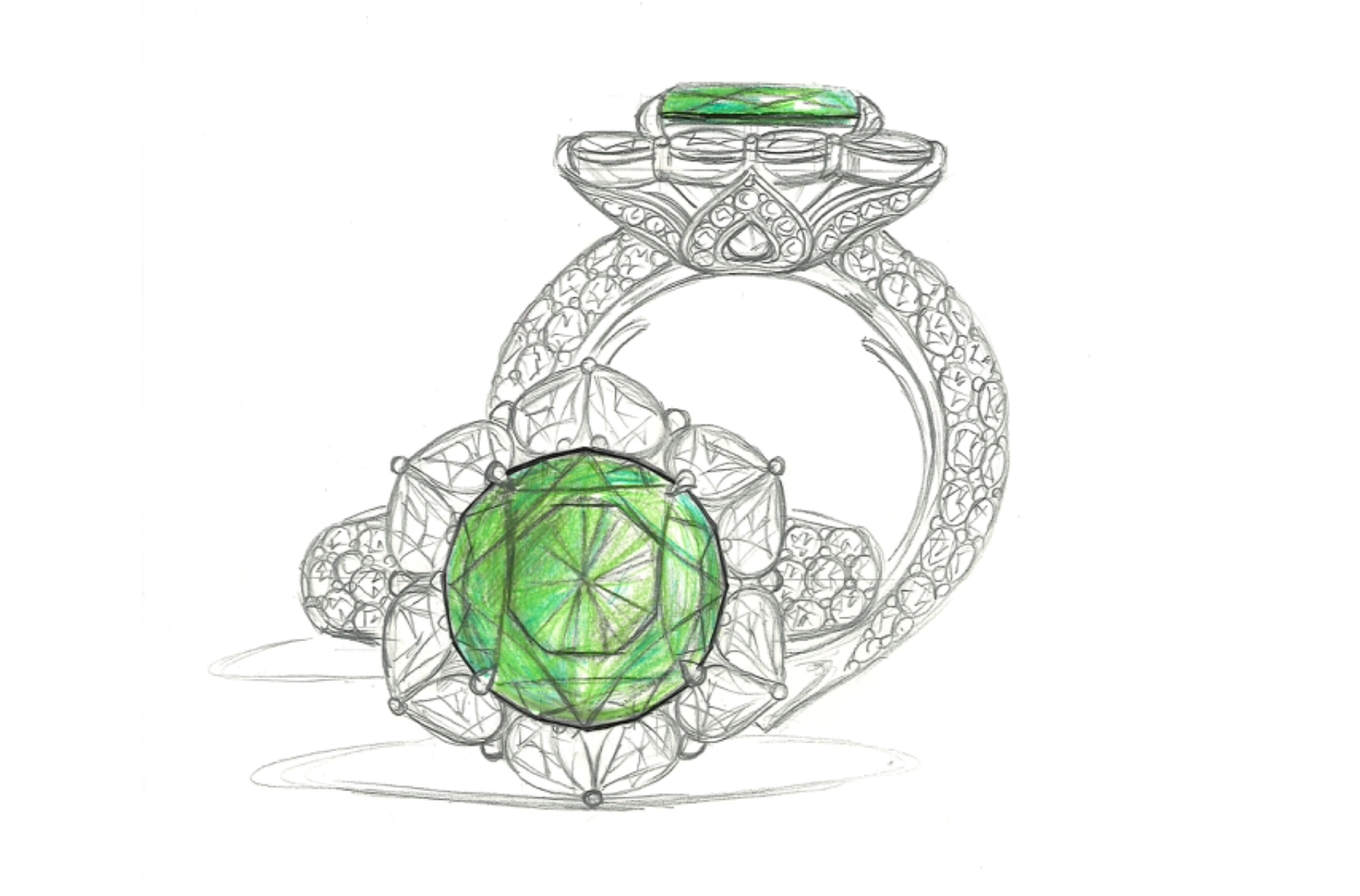 7.24ct No Oil Emerald Ring with D Flawless Diamonds set in 18K Yellow Gold