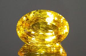 34.52ct Record Neon Danburite Ring with D Flawless Diamonds set in 18K Yellow Gold