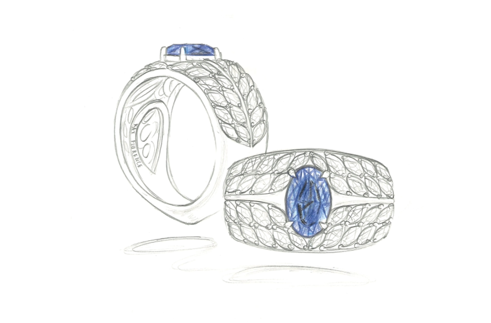 1.16ct California Benitoite Ring with D Flawless Diamonds set in 18K Yellow Gold