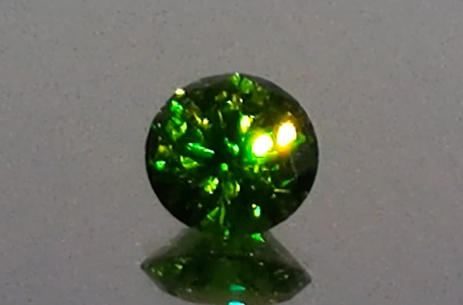 2.70ct Neon Russian Horsetail Demantoid Ring with D Flawless Diamonds set in 18K White Gold