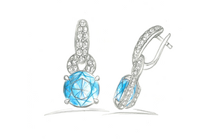 24.75ct Blue Zircon Earrings with D Flawless Diamonds set in 18K White Gold