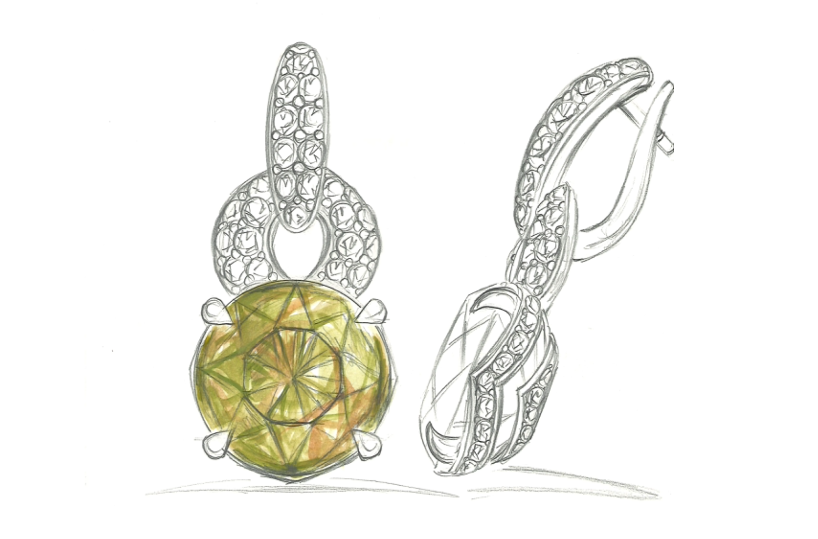 22.69ct Madagascar Sphene Earrings with D Flawless Diamonds set in 18K Yellow Gold