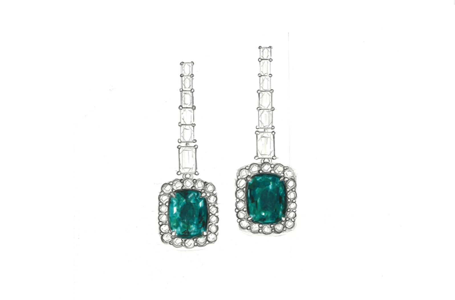 5.08ct Vivid Green Vibrant Tsavirite Garnet Earrings with D Flawless Diamonds set in 18K Yellow Gold