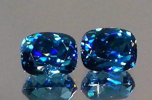 9.15ct Blue Zircon Earrings with D Flawless Diamonds set in 18K Yellow Gold