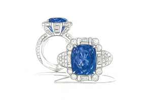 7.41ct Unheated Ceylon Blue Color Change Sapphire Ring with D Flawless Diamonds set in 18K White Gold