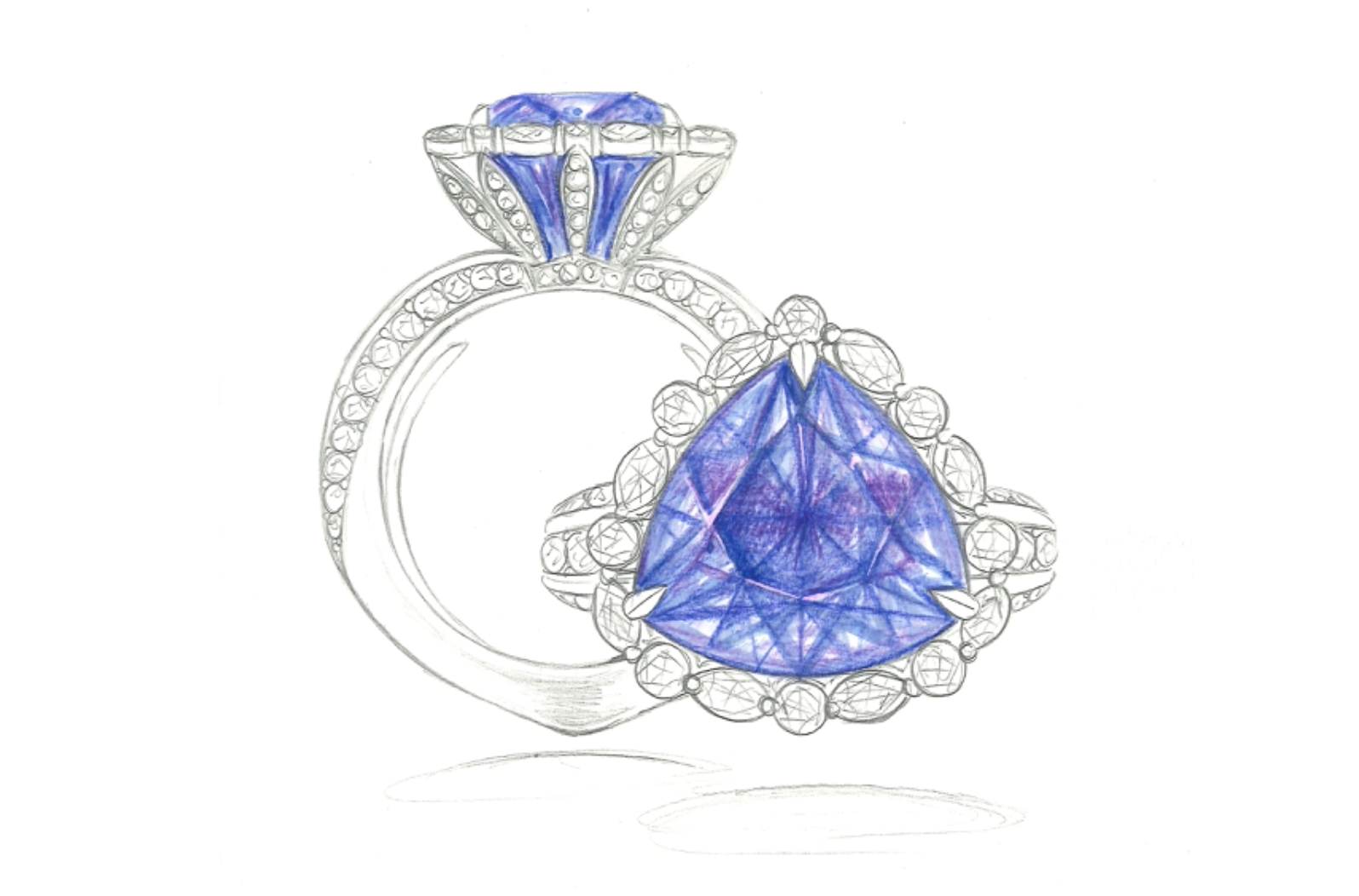 8.13ct Tanzanite Ring with D Flawless Diamonds set in 18K White Gold