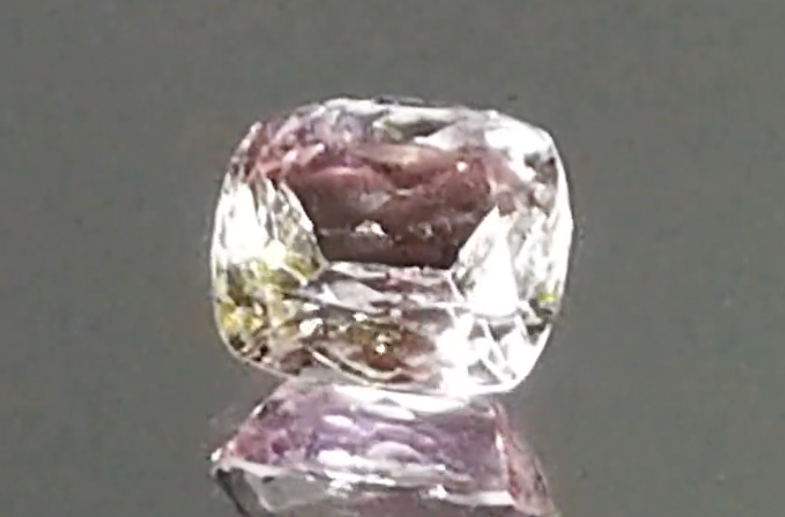 2.99ct Bi Color Pink Tanzanite Ring with D Flawless Diamonds set in 18K White Gold