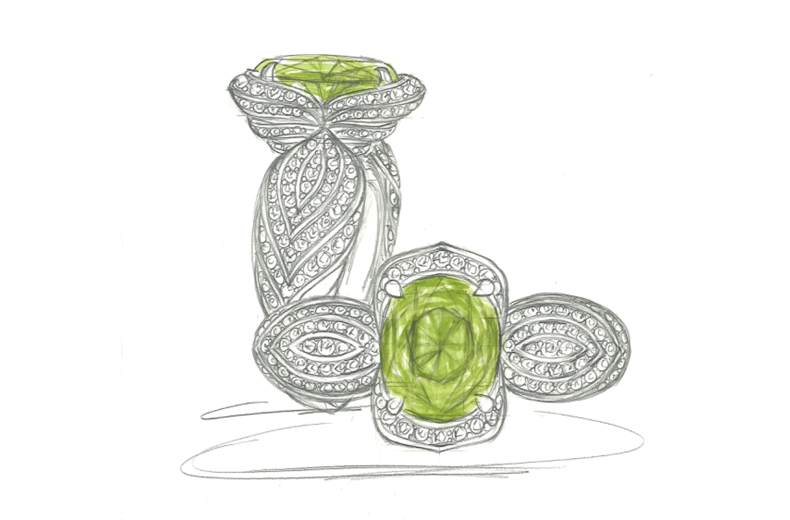 7.20ct Verdalite Tourmaline Ring with D Flawless Diamonds set in 18K White Gold