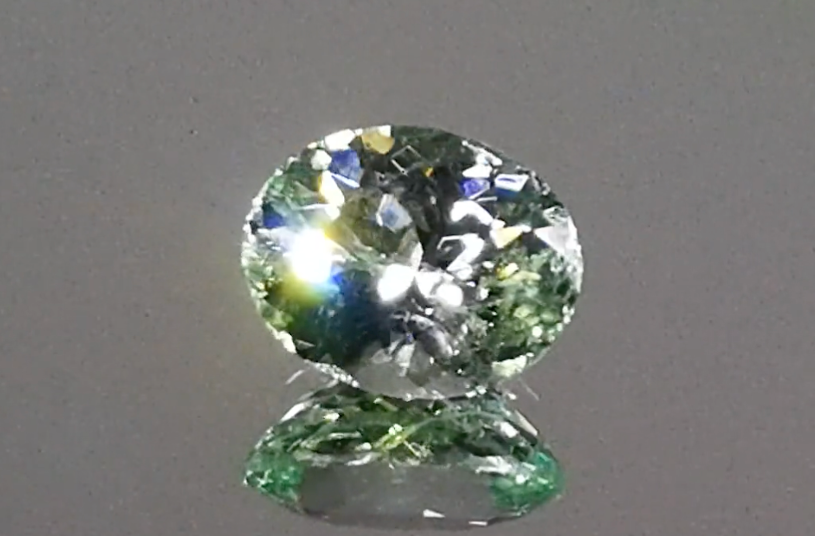 2.20ct Prismatine Ring with D Flawless Diamonds set in 18K Yellow Gold