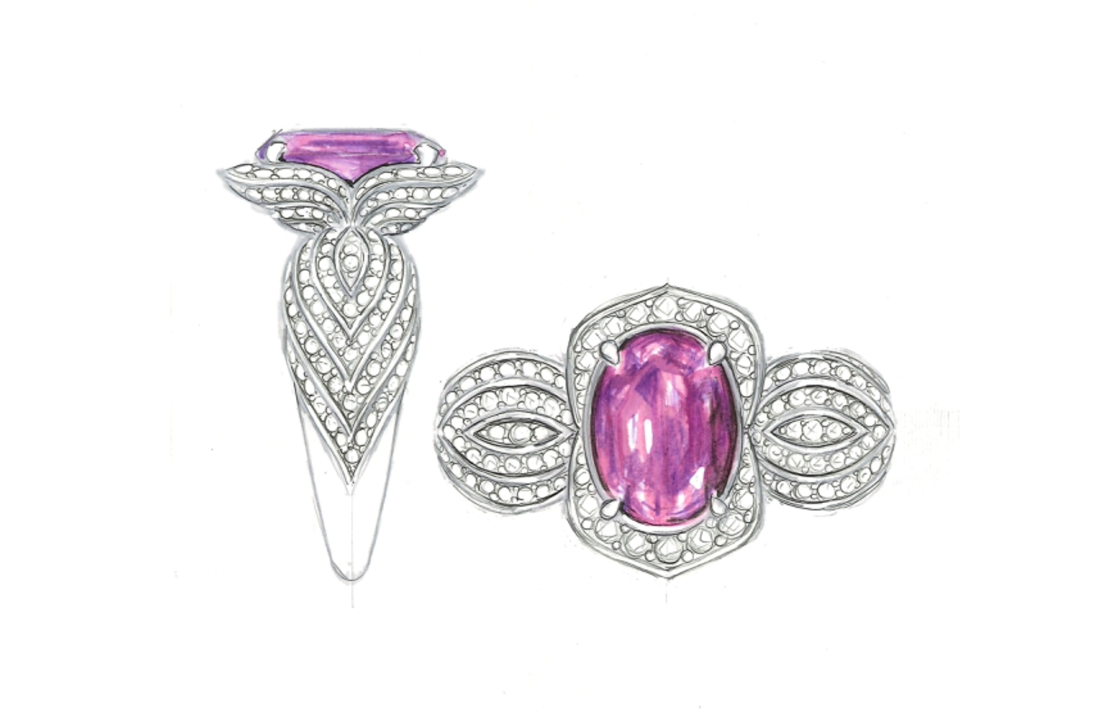 4.06ct Pink Brazilian Imperial Topaz Ring with D Flawless Diamonds set in 18K Yellow Gold