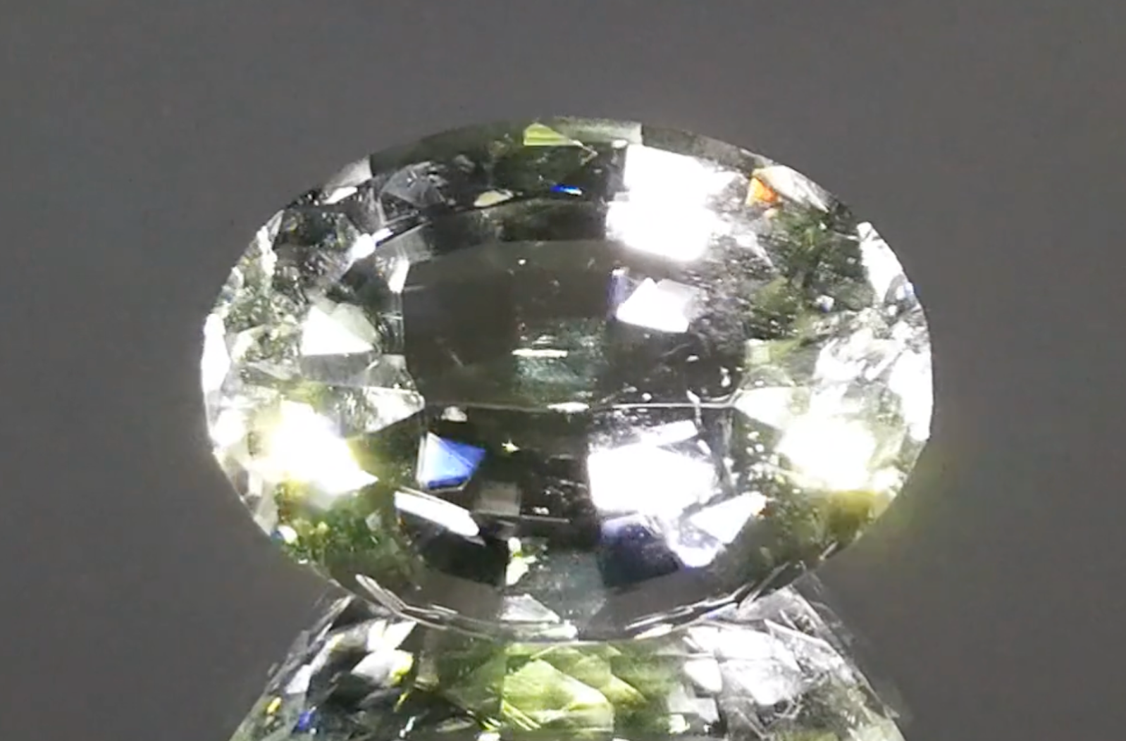 13.57ct Record USA Datolite Ring with D Flawless Diamonds set in 18K Yellow Gold