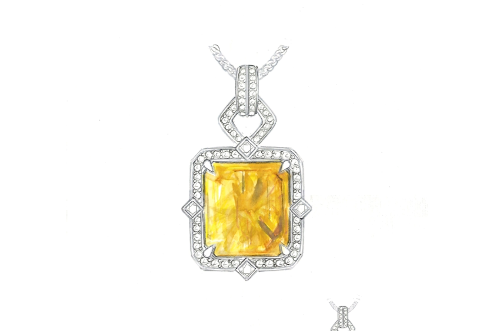 15.78ct Dominican Historic Yellow Amber Necklace with D Flawless Diamonds set in 18K Yellow Gold