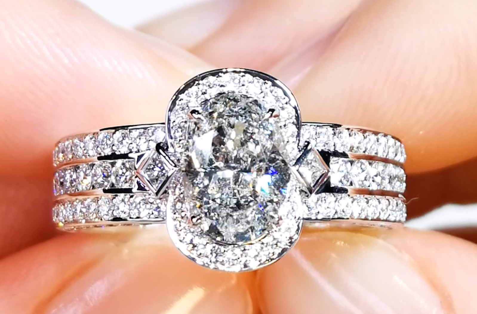 1.51ct Argyle Salt And Pepper Diamond Ring with D Flawless Diamonds set in 18K White Gold
