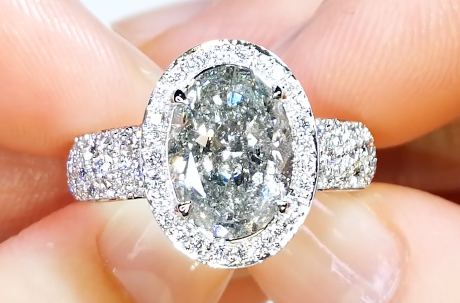2.97ct Argyle Salt And Pepper Diamond Ring with D Flawless Diamonds set in 18K White Gold