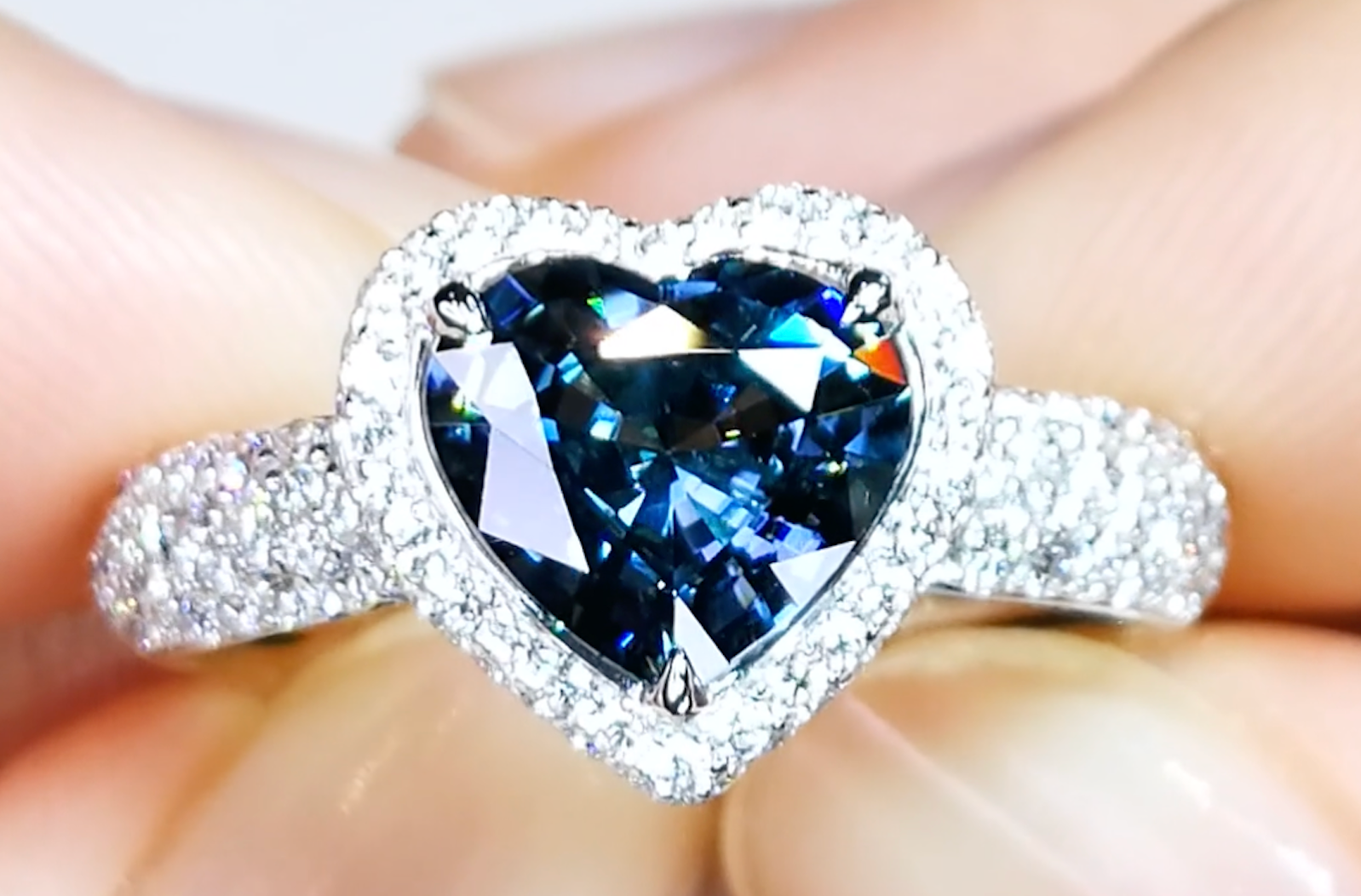 2.18ct Burmese Color Change Natural Zircon Ring with D Flawless Diamonds set in 18K White Gold