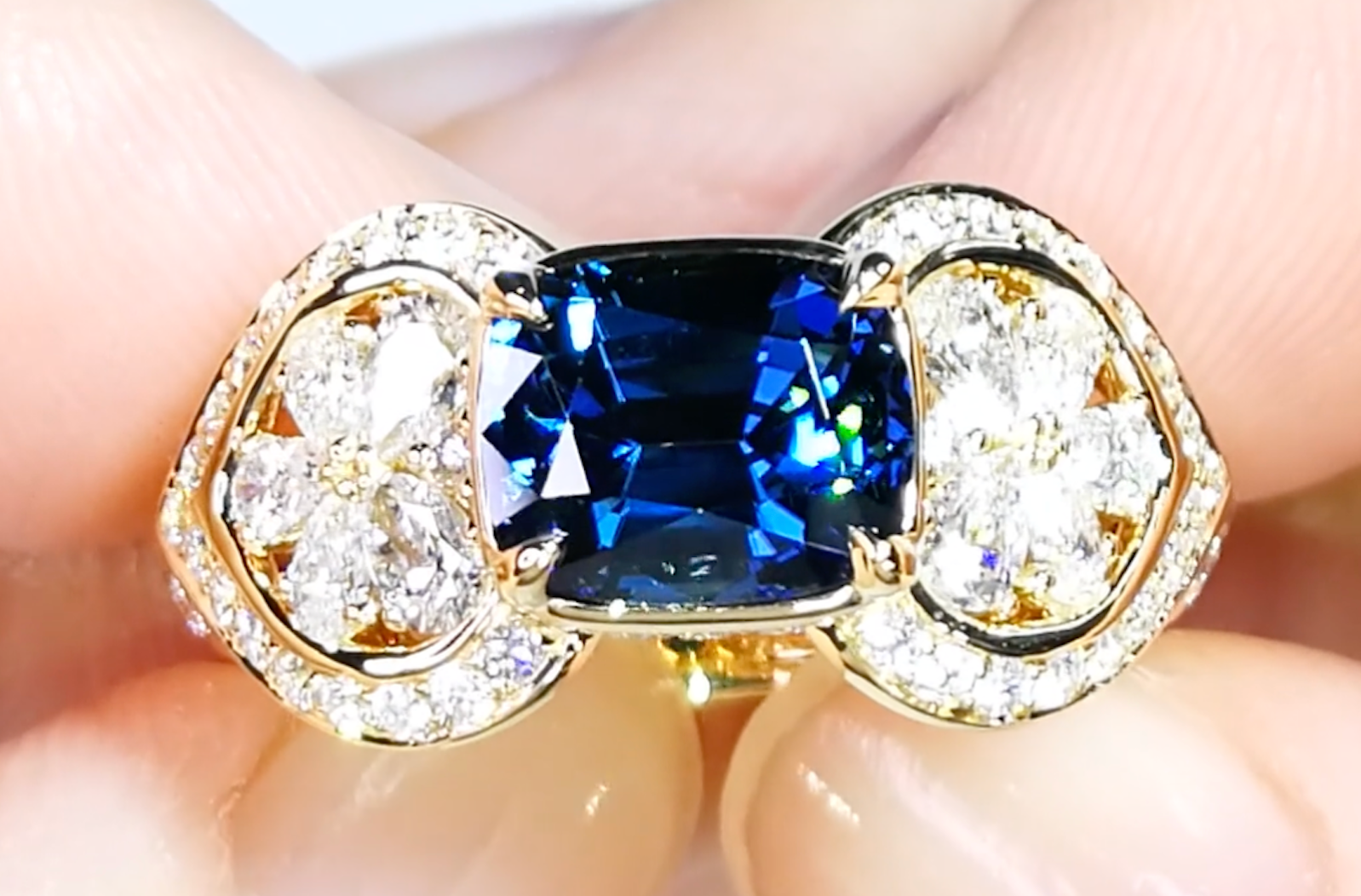 3.09ct Burmese Color Change Natural Zircon Ring with D Flawless Diamonds set in 18K Yellow Gold