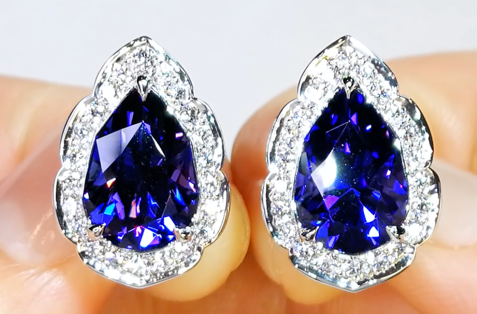 9.96ct Tanzanite Earrings with D Flawless Diamonds set in Platinum