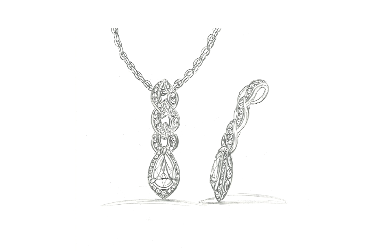 1.03ct D Flawless Golconda Diamond Necklace with D Flawless Diamonds set in 18K Yellow Gold