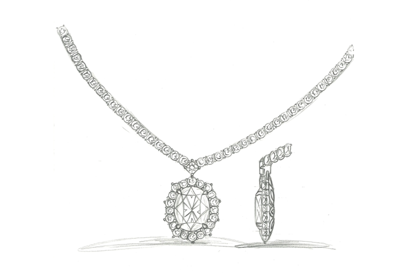 4.02ct D Flawless Golconda Diamond Necklace with D Flawless Diamonds set in 18K Yellow Gold