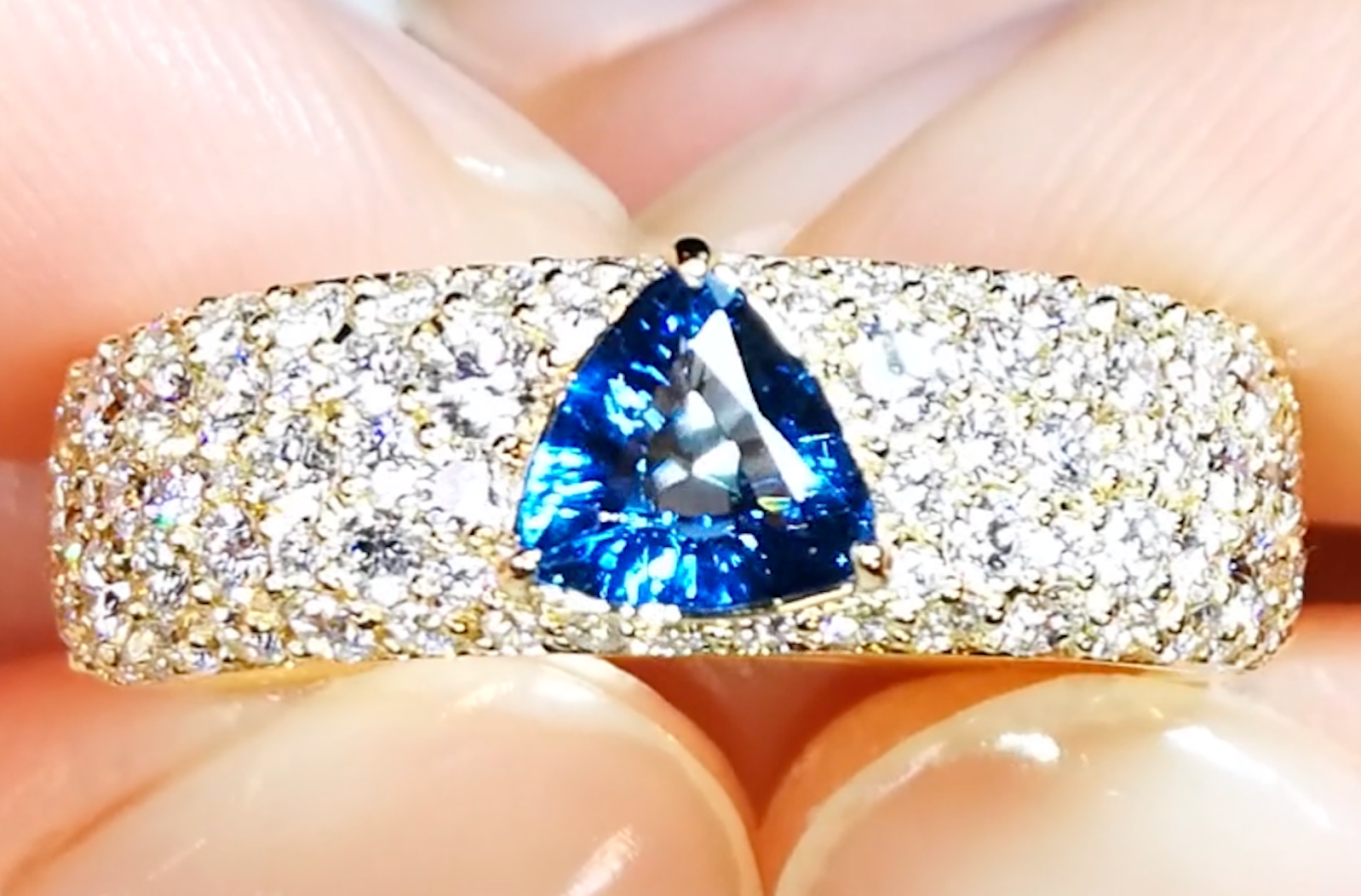 0.44ct German Hauyne Ring with D Flawless Diamonds set in 18K Yellow Gold