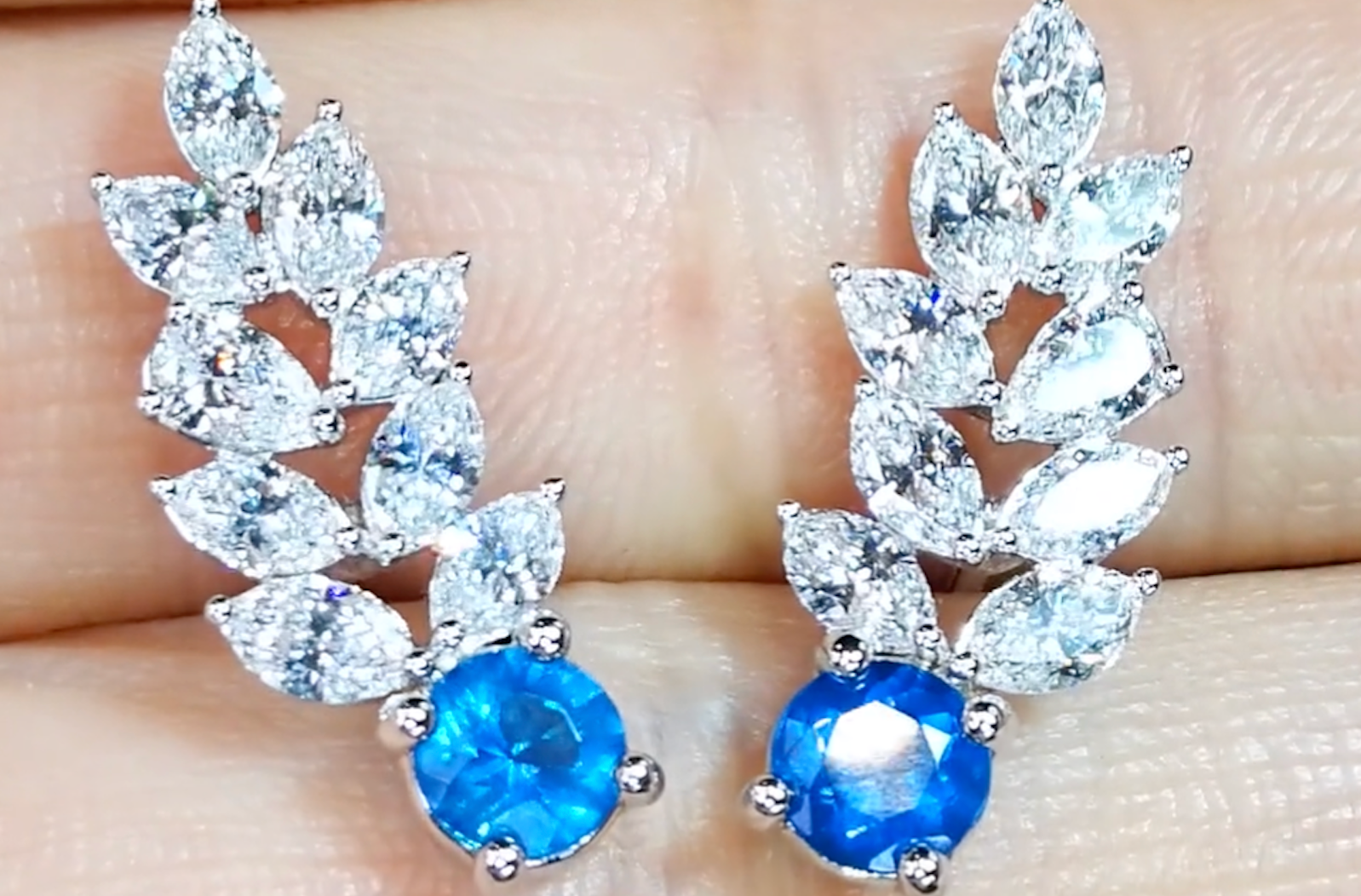 0.81ct German Hauyne Earrings with D Flawless Diamonds set in 18K White Gold