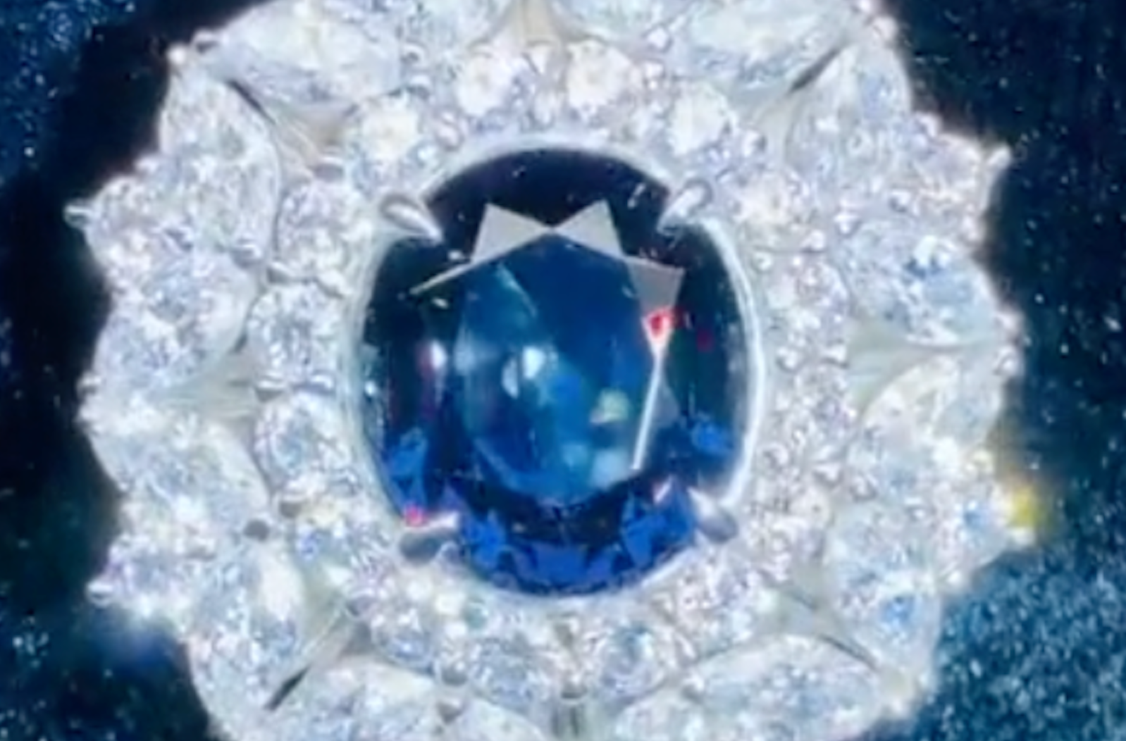4.21ct Blue Garnet Color Change Ring with D Flawless Diamonds set in 18K White Gold