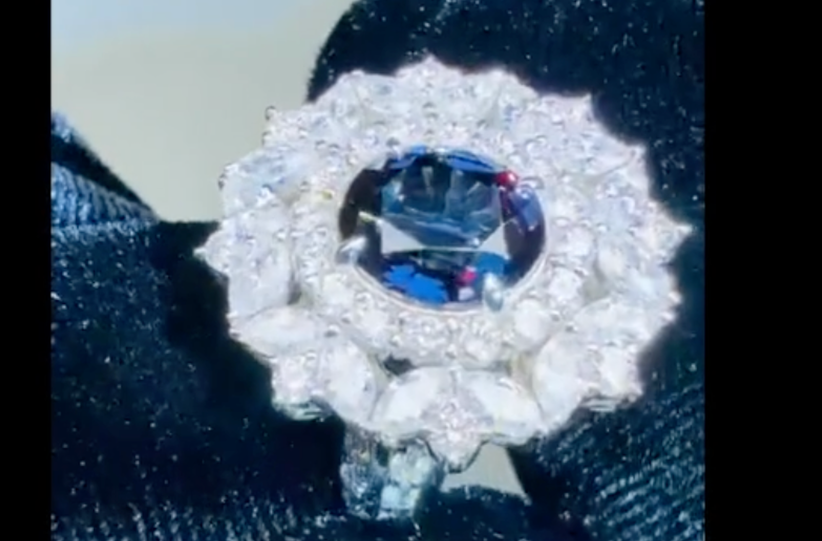4.21ct Blue Garnet Color Change Ring with D Flawless Diamonds set in 18K White Gold