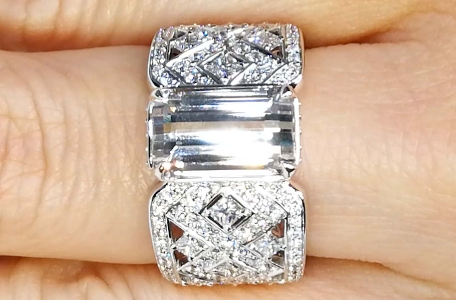 4.13ct Colorless Tanzanite Ring with D Flawless Diamonds set in 18K White Gold