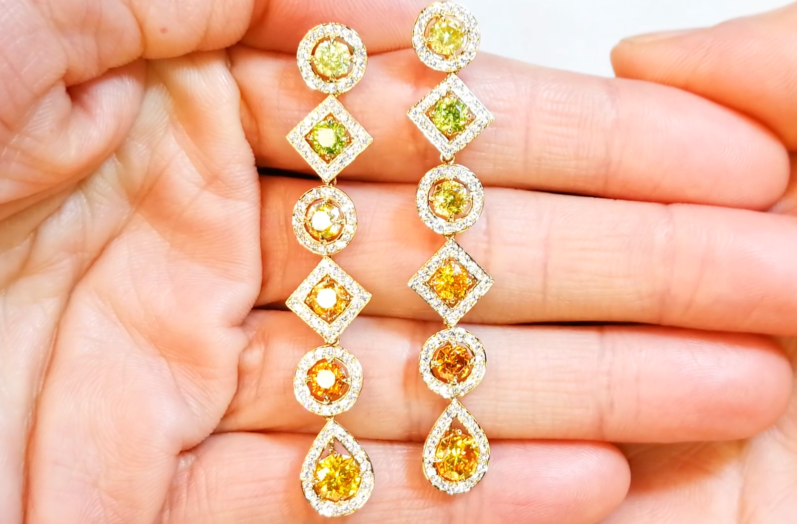 5.74ct Sphalerite Earrings with D Flawless Diamonds set in 18K Yellow Gold