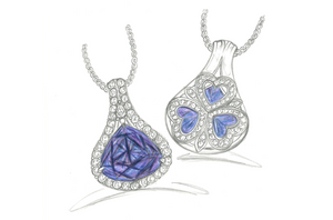 83.86ct Tanzanite Necklace with D Flawless Diamonds set in 18K Yellow Gold