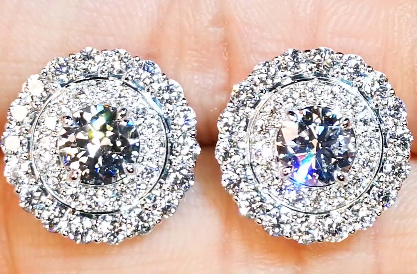 1.85ct D Flawless Golconda Diamond Earrings with D Flawless Diamonds set in 18K White Gold