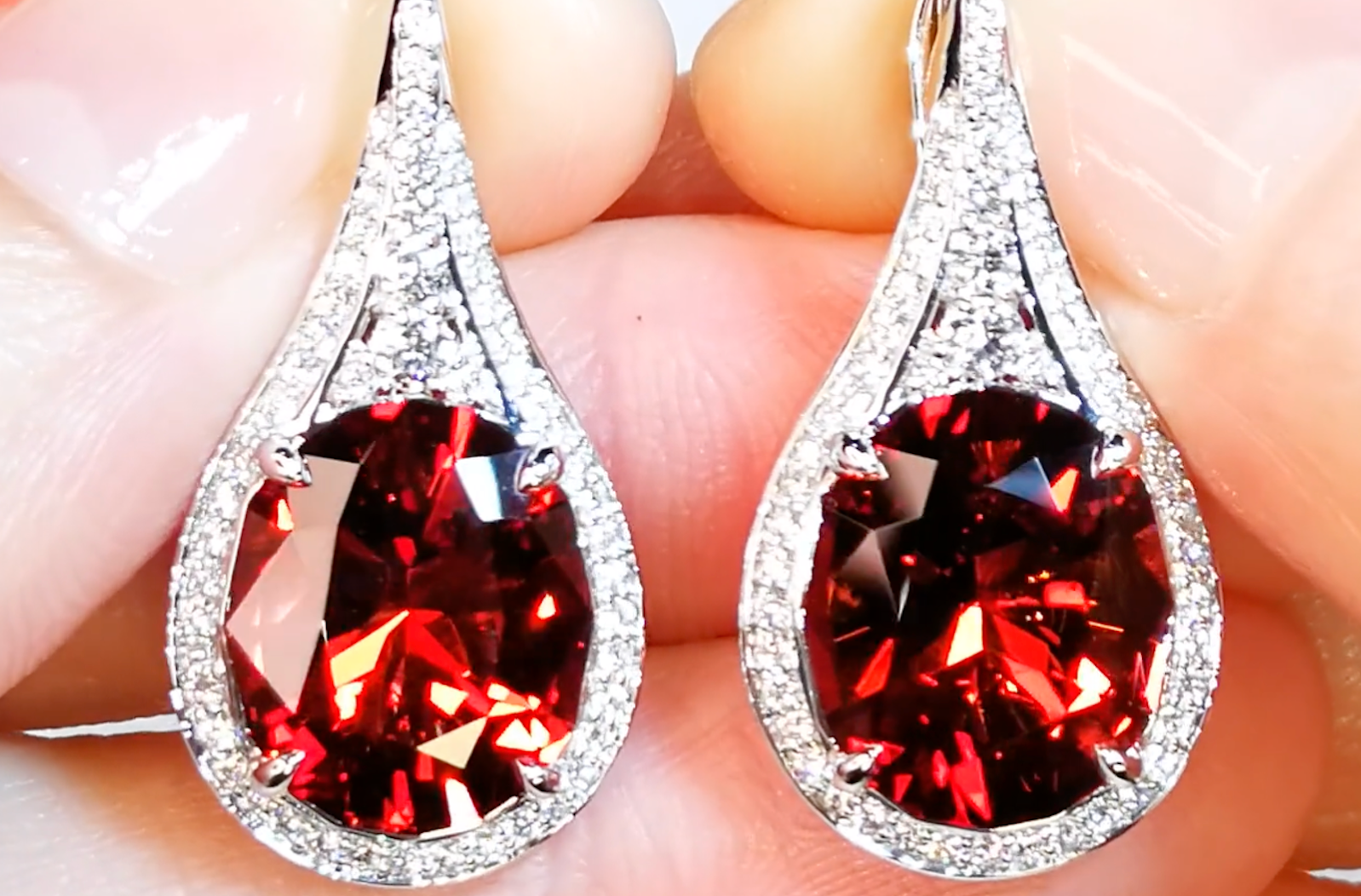 9.52ct Oregon Sunstone Earrings with D Flawless Diamonds set in 18K White Gold