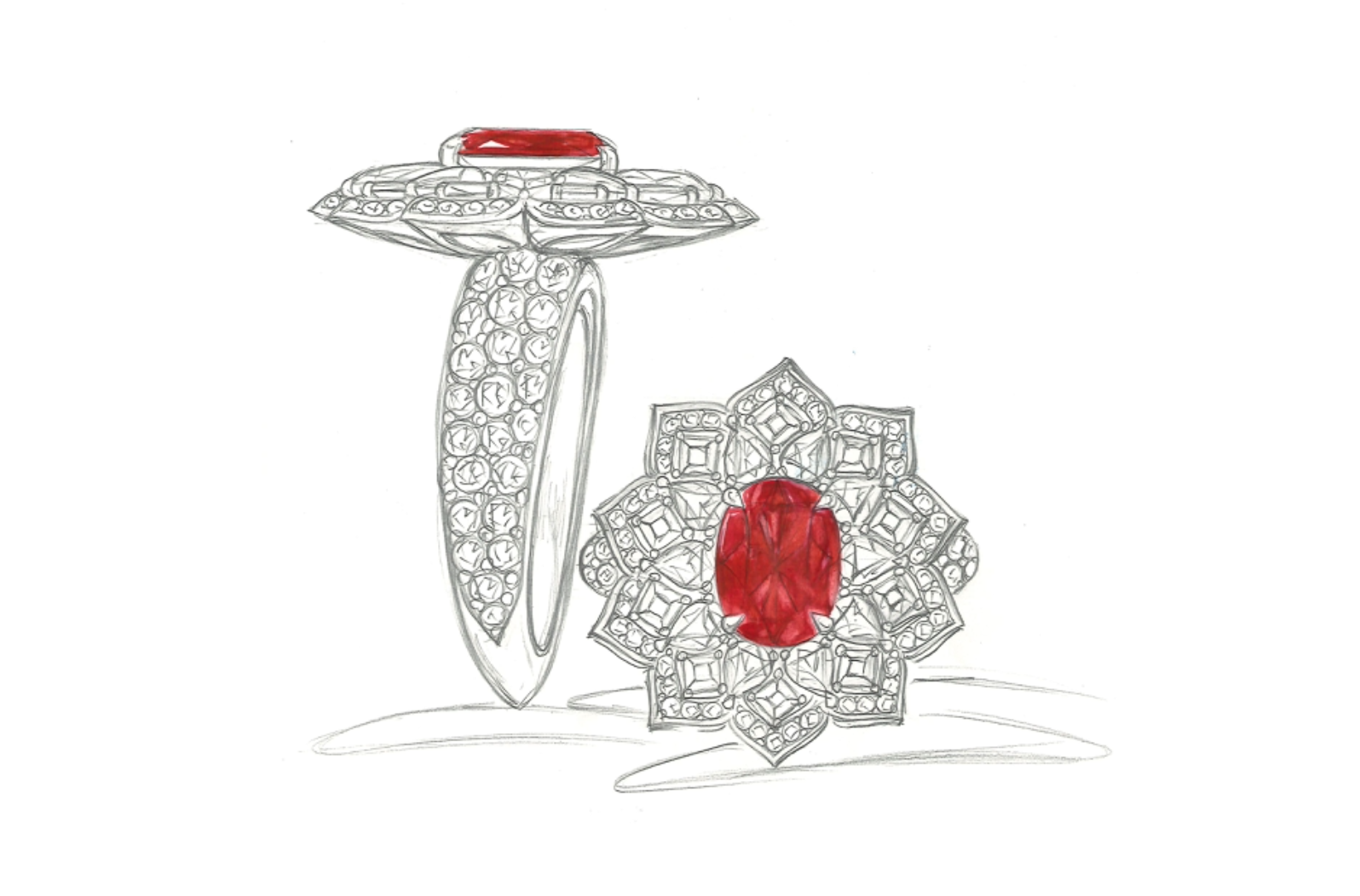 3.00ct Unheated Crimson Red Jedi Ruby  Ring with D Flawless Diamonds set in 18K Yellow Gold