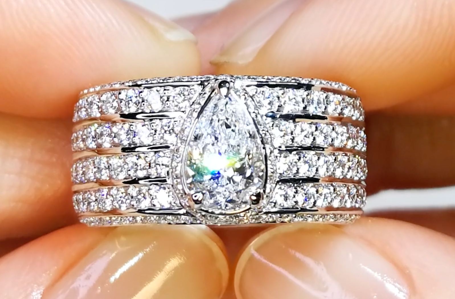 1.00ct D Flawless Golconda Diamond Ring with D Flawless Diamonds set in 18K White Gold