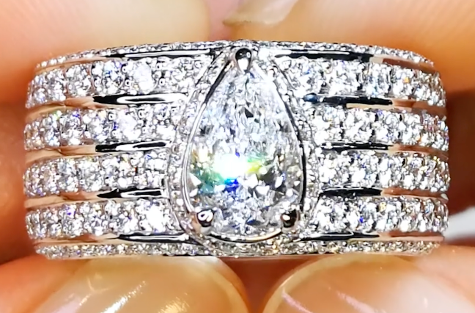 1.00ct D Flawless Golconda Diamond Ring with D Flawless Diamonds set in 18K White Gold