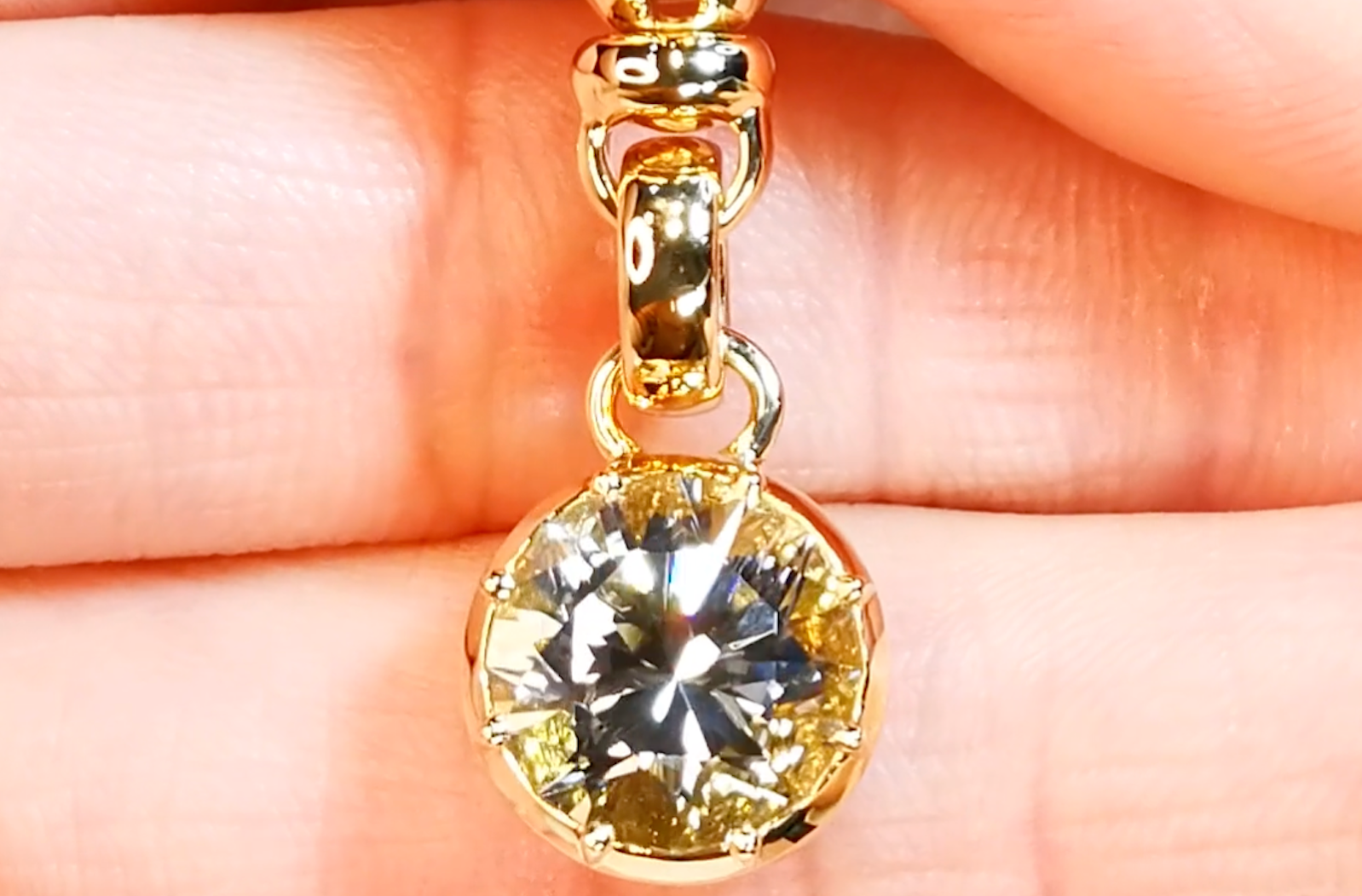 4.24ct Neon Titanium White Tourmaline Pendant with D Flawless Diamonds set in 18K Yellow Gold
