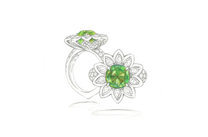 4.10ct Komolo Tsavorite Ring with D Flawless Diamonds set in 18K Yellow Gold