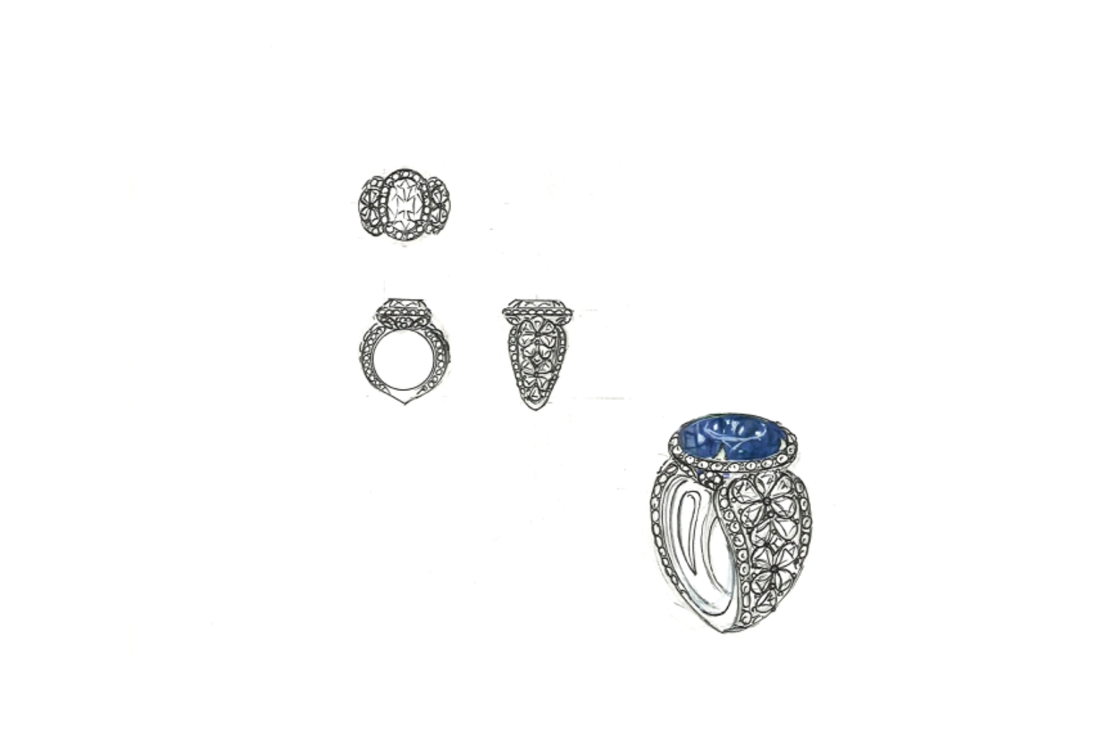 10.06ct Unheated Ceylon Cornflower Blue Sapphire Ring with D Flawless Diamonds set in 18K Yellow Gold