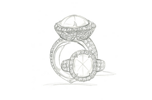 21.04ct Star Magenta Rhodolite Garnet Ring with D Flawless Diamonds set in 18K White Gold