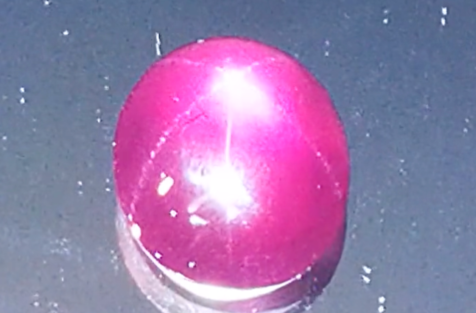 21.04ct Star Magenta Rhodolite Garnet Ring with D Flawless Diamonds set in 18K White Gold
