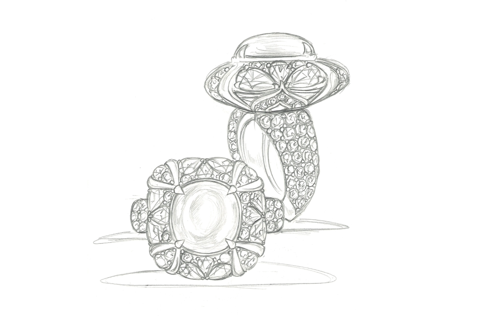 7.25ct Pink Tanzanite Cats Eye Ring with D Flawless Diamonds set in 18K Yellow Gold