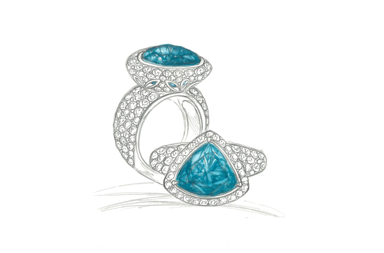 4.43ct Neon Brazilian Paraiba Tourmaline Ring with D Flawless Diamonds set in 18K White Gold