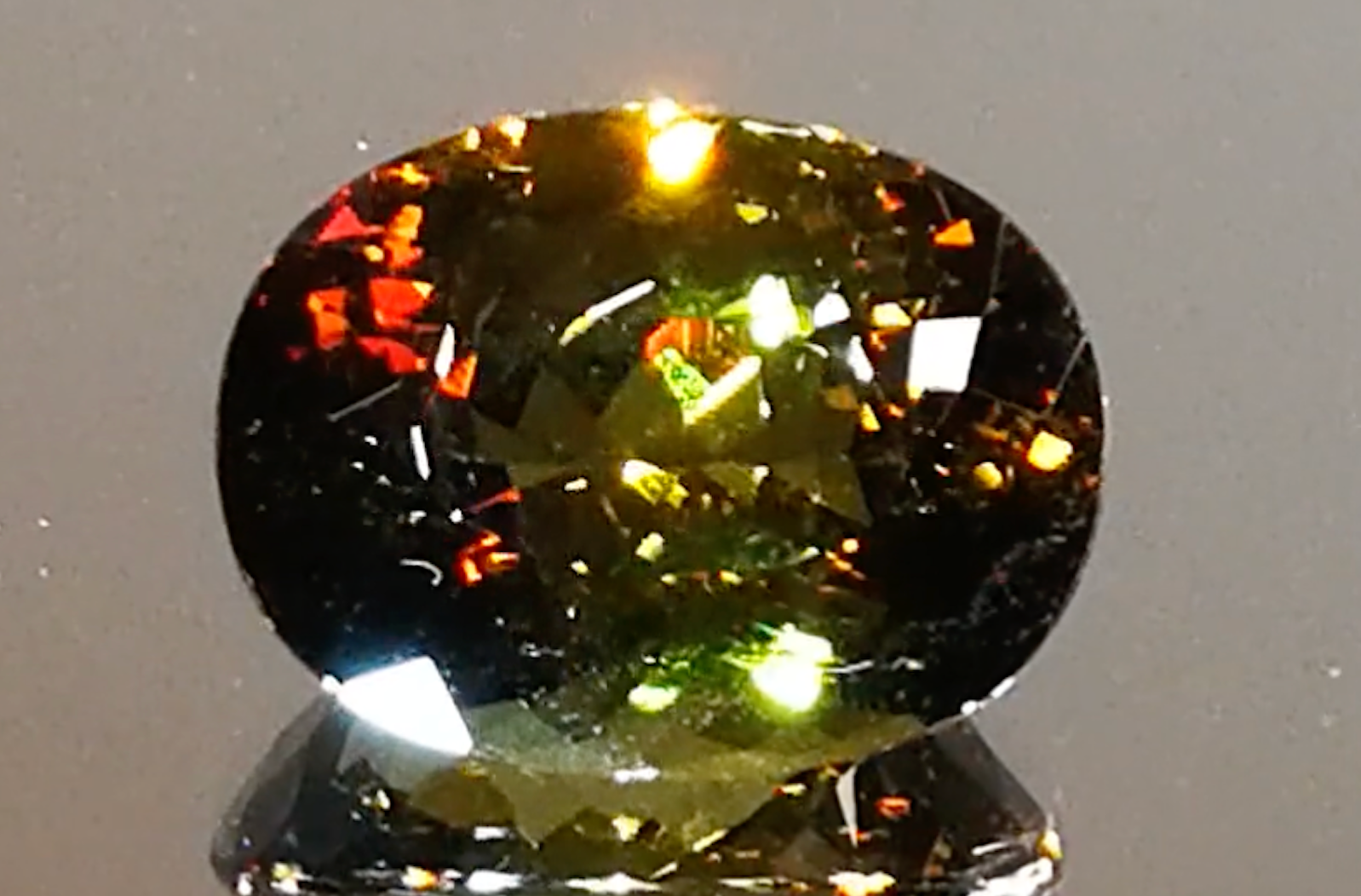 13.58ct Andalusite Ring with D Flawless Diamonds set in 18K Yellow Gold