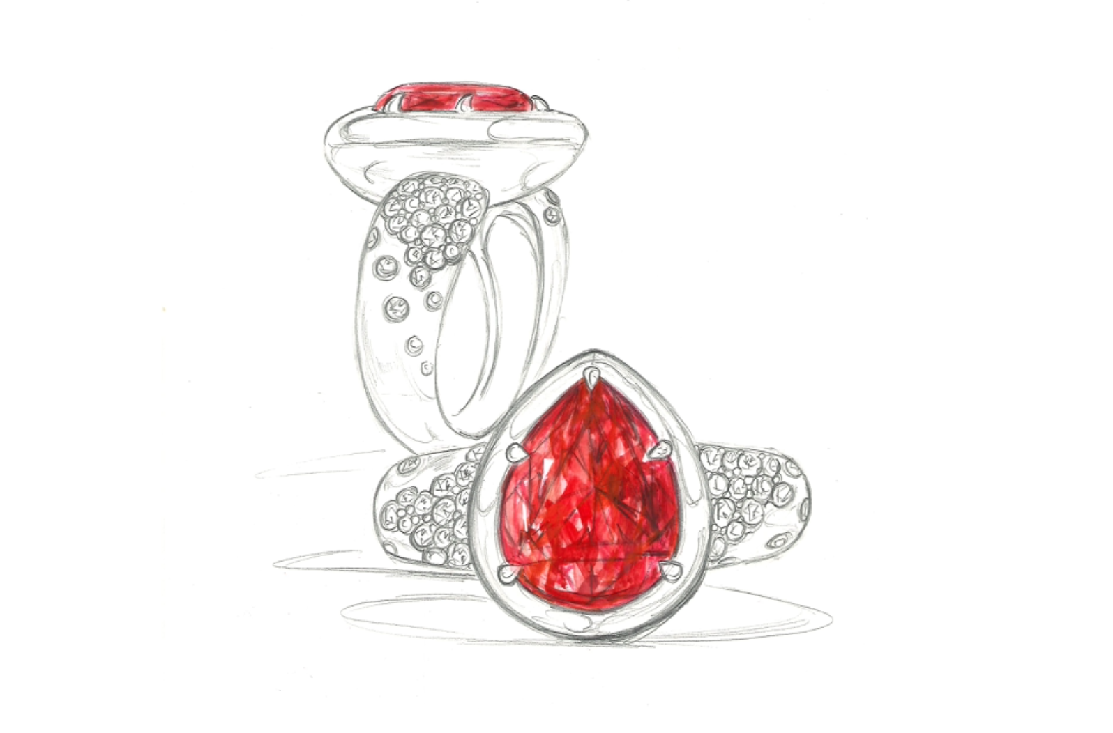3.10ct Unheated Crimson Jedi Pigeon Blood Red Ruby Ring with D Flawless Diamonds set in 18K Yellow Gold