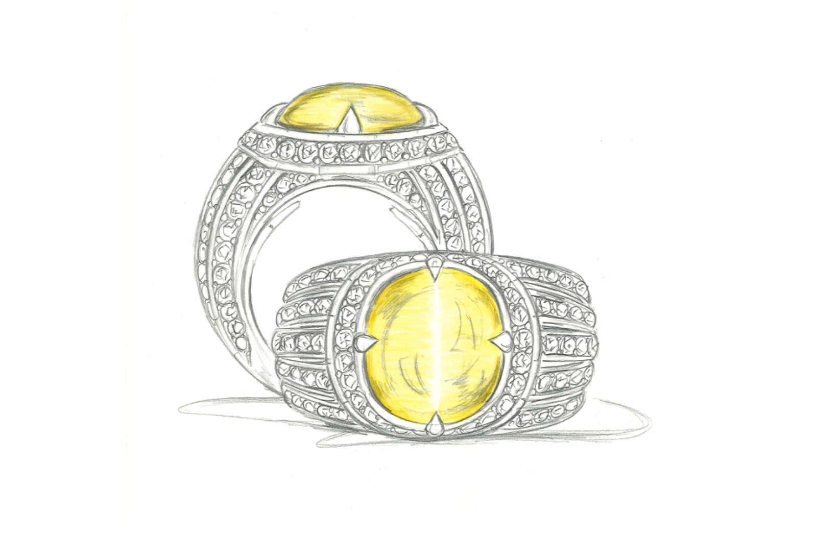 7.67ct Milk & Honey Ceylon Chrysoberyl Cats Eye Ring with D Flawless Diamonds set in 18K Yellow Gold