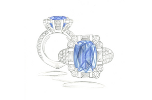 5.40ct Unheated Ceylon Cornflower Blue Sapphire Ring with D Flawless Diamonds set in 18K Yellow Gold