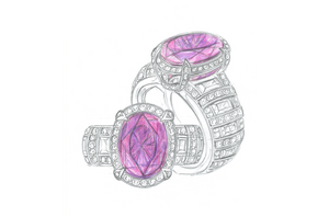 5.03ct Unheated Vivid Ceylon Pink Sapphire Ring with D Flawless Diamonds set in 18K White Gold