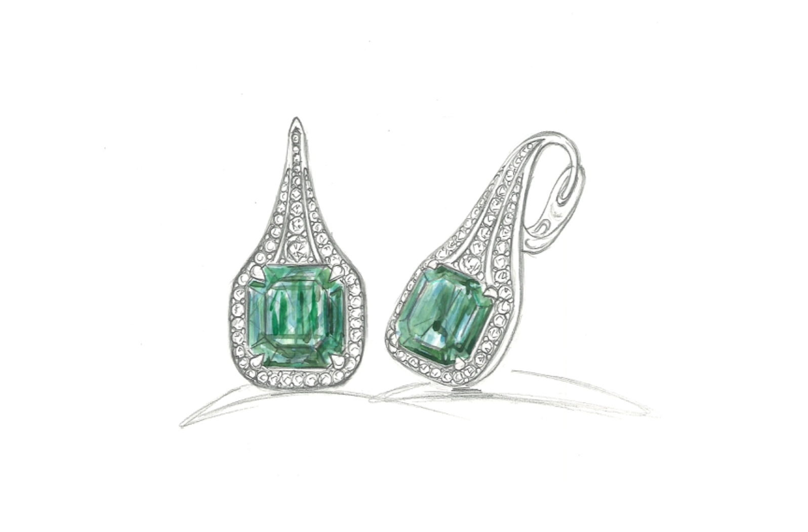 10.58ct Intense Green Muzo Colombian Emerald Earrings with D Flawless Diamonds set in 18K Yellow Gold